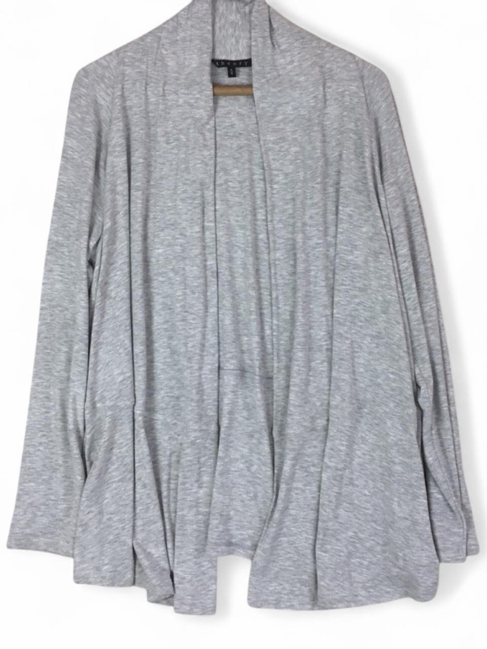Theory Light Gray Open-Front Draped Cardigan